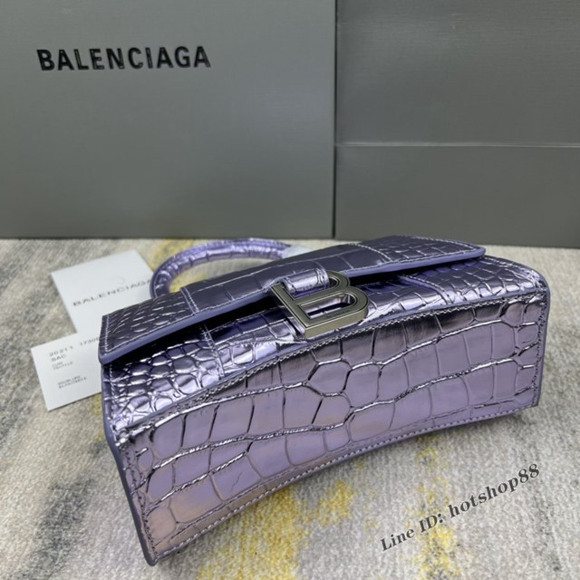 Balenciaga專櫃爆款新色xs號鱷魚紋Hourglass沙漏包 巴黎世家頂級原單手提肩背包 款號：8896 fyj1240